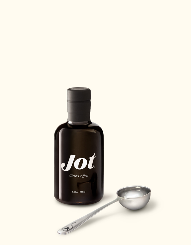 bottle of jot coffee and tablespoon